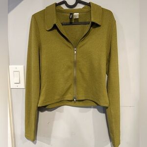 Lime green H&M full sleeve blouse (with zip)